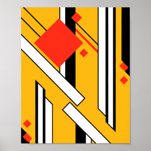 Geometrisk design med djärva linjer & röda diamant poster