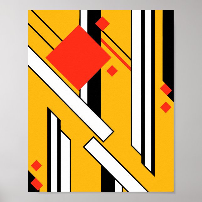 Geometrisk design med djärva linjer & röda diamant poster (Framsidan)