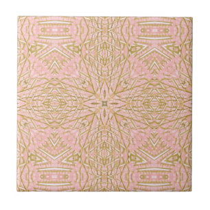 Geometrisk design med gyllene rosa-stjärnor, vacke kakelplatta
