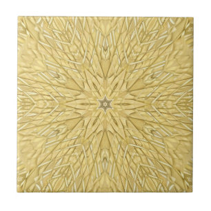 Geometrisk design med gyllene stjärnor 6-spetsig kakelplatta
