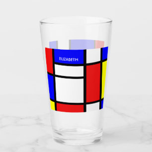 Geometrisk design Mondrian Inspired Modern Art Glaskopp
