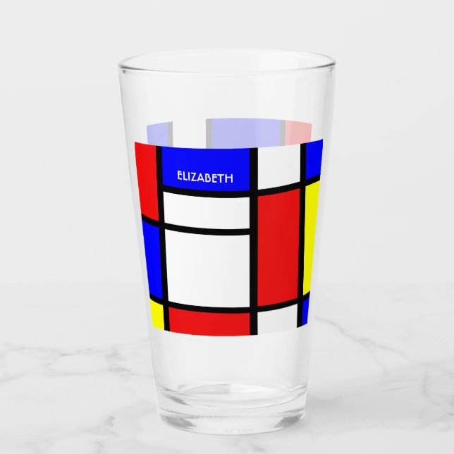 Geometrisk design Mondrian Inspired Modern Art Glaskopp (Framsida)