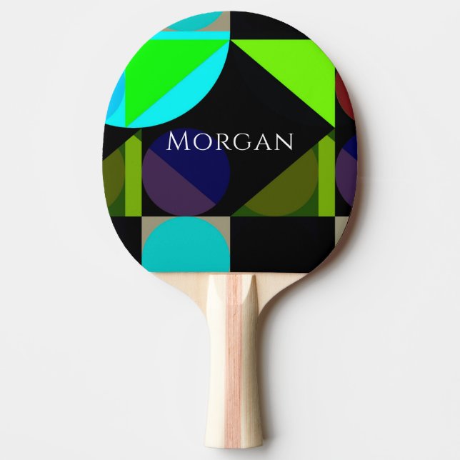 Geometrisk design, Namn, blå svart Grönt, Vs2 Pingisracket (Framsidan)