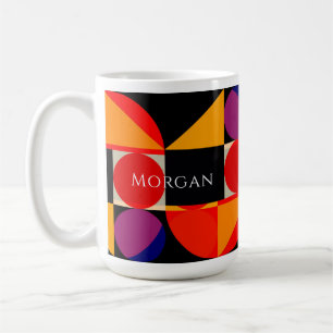 Geometrisk design, Red Orange Lila Black, Namn Kaffemugg