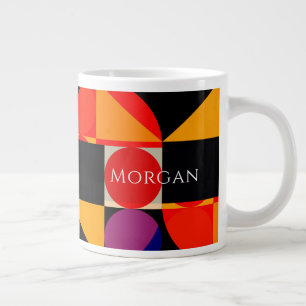 Geometrisk design, Red Orange Lila Blk, Namn, Vs2 Jumbo Mugg