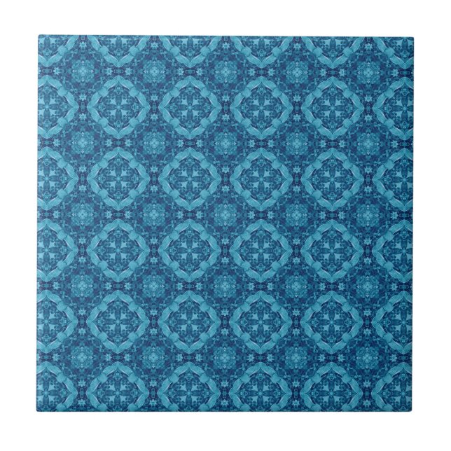 Geometrisk design T011 för blått och för vit Kakelplatta (Framsidan)