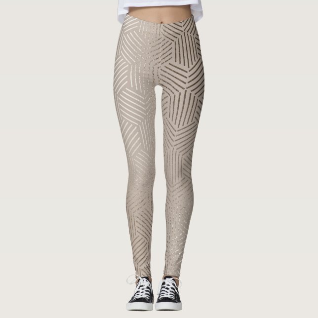 Geometrisk designer för kvinnor i silver/Guld Leggings (Framsida)