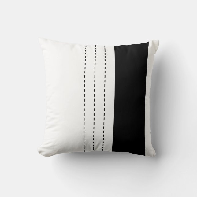 Geometrisk designlinje Dash Mönster Black och Whit Kudde (Framsida)