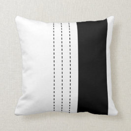 Geometrisk designlinje Dash Mönster Black och Whit Kudde