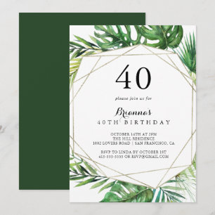 Geometrisk destination Tropical 40:e födelsedagen Inbjudningar