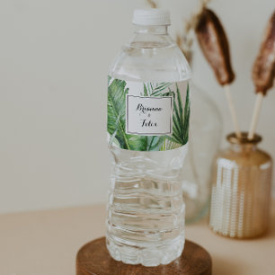 Geometrisk destination Tropical Greenery Bröllop Vattenflaskor Etikett