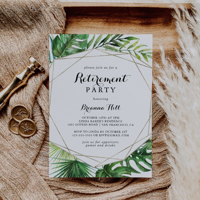 Geometrisk destination Tropical Pension Party Inbjudningar (Skapare uppladdad)