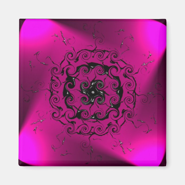 Geometrisk digital konst, spiral lila magnet (Framsidan)
