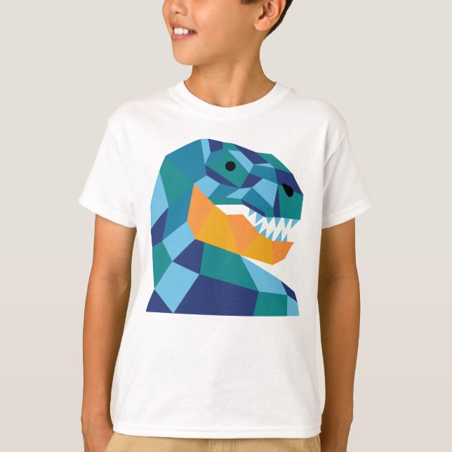 Geometrisk dinosaurt-skjorta för barn - T-Rex T Shirt (Framsida)