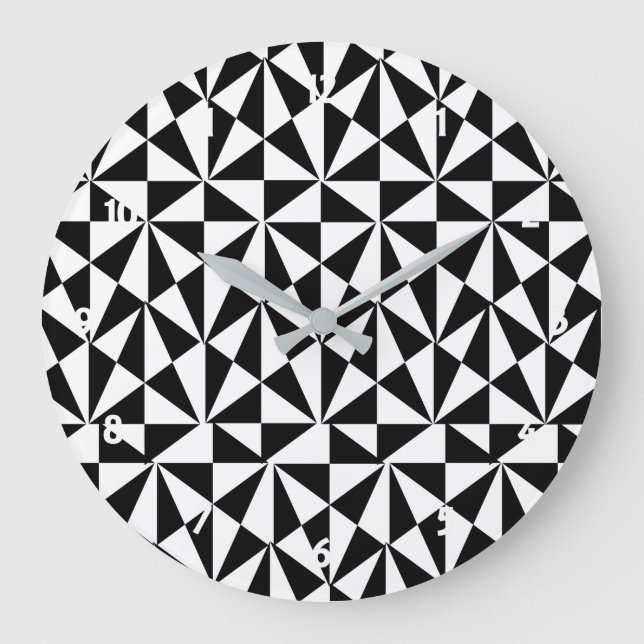 Geometrisk djärv Retro funkysvartvit Stor Klocka (Framsida)