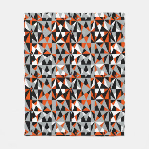 Geometrisk djärv Retro skraj orange grå Fleecefilt