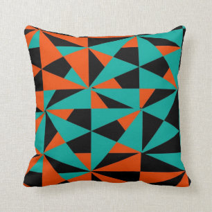 Geometrisk djärv Retro skraj orangesvartkricka Kudde