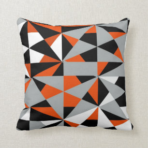 Geometrisk djärv Retro skraj orangesvartvit Kudde
