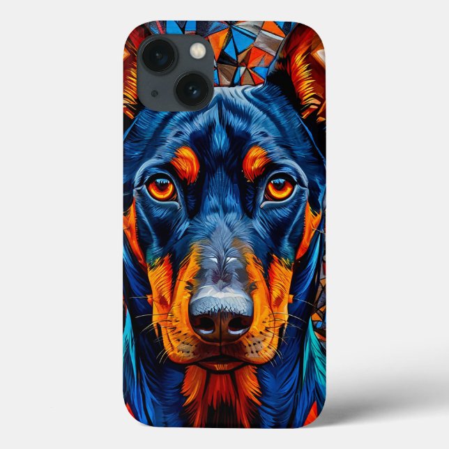 Geometrisk Dobermann Elegans ✨ Modern Abstrakt (Baksida)