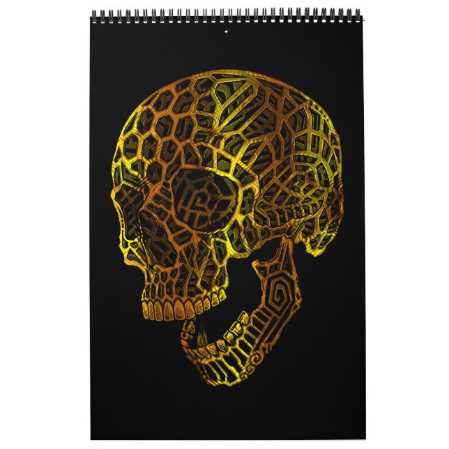 Geometrisk Dödskalle med Invecklade Mönster Kalender (Omslag)