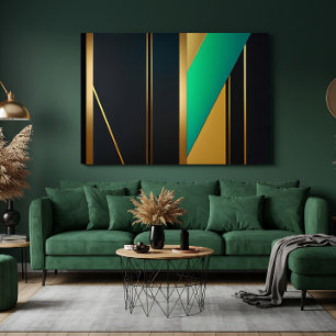 Geometrisk elegans guld och smaragd canvastryck