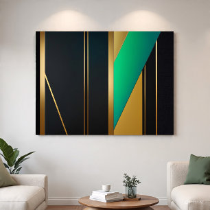 Geometrisk elegans guld och smaragd poster