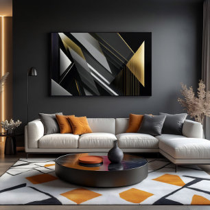Geometrisk Elegans Guld & Svart Canvastryck
