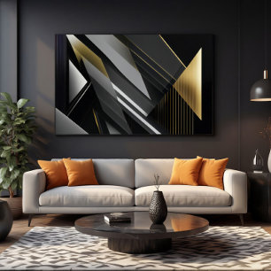 Geometrisk Elegans Guld & Svart Poster