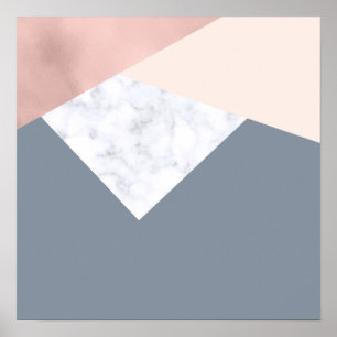 geometrisk elegant för marmor för grått-beige ro g poster