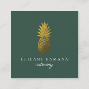 Geometrisk elegant guld- ananas fyrkantigt visitkort