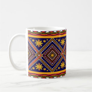 Geometrisk etnisk orientalisk ikat mönster tradit kaffemugg