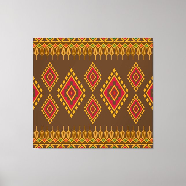 Geometrisk etnisk, traditionell design, sömlös bas canvastryck (Framsida)
