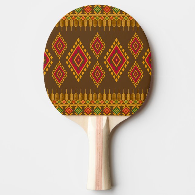 Geometrisk etnisk, traditionell design, sömlös bas pingisracket (Framsidan)