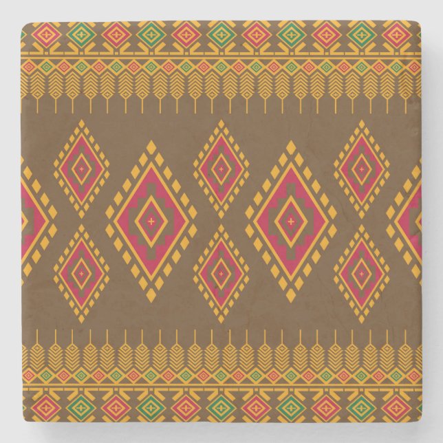 Geometrisk etnisk, traditionell design, sömlös bas stenunderlägg (Framsidan)