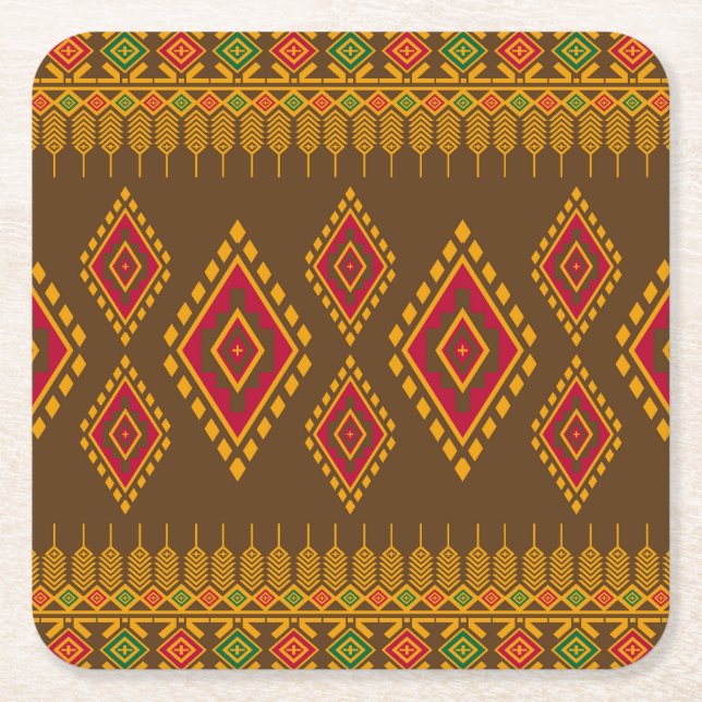 Geometrisk etnisk, traditionell design, sömlös bas underlägg papper kvadrat (Framsidan)