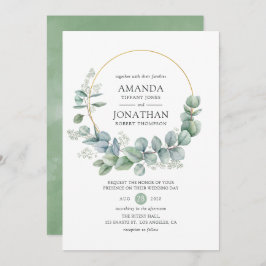 Geometrisk eukalyptus Bröllop Inbjudningar