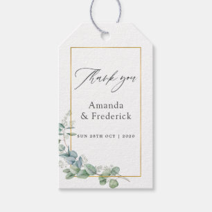 Geometrisk eukalyptus Bröllop Presentetikett