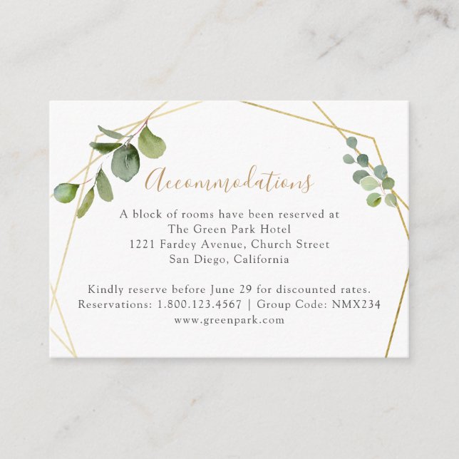 Geometrisk eukalyptus Greenery-logi Tilläggskort (Framsida)