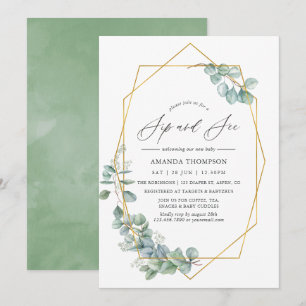 Geometrisk eukalyptus Sip och Se Party Inbjudningar