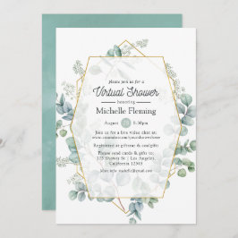 Geometrisk eukalyptus Virtuella Baby eller Möhippa Inbjudningar