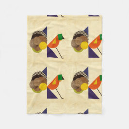 Geometrisk fågel fleecefilt