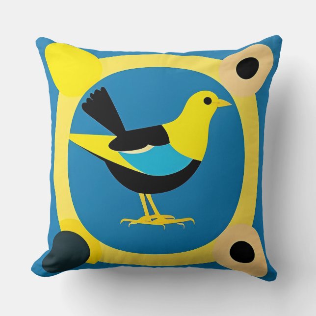 Geometrisk Fågel Modern Abstrakt Dekor 🌿🐦 Kudde (Framsida)