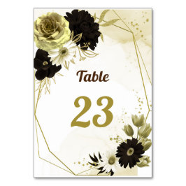 Geometrisk fantastisk brun elfenbensblomma guld bordsnummer