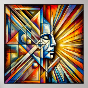 🎨 Geometrisk färg ansiktskonst för modern väggdek Poster