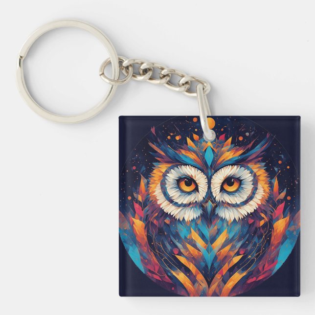 🦉 Geometrisk Färg Uggle Konst Gåva 🦉 (Framsidan)