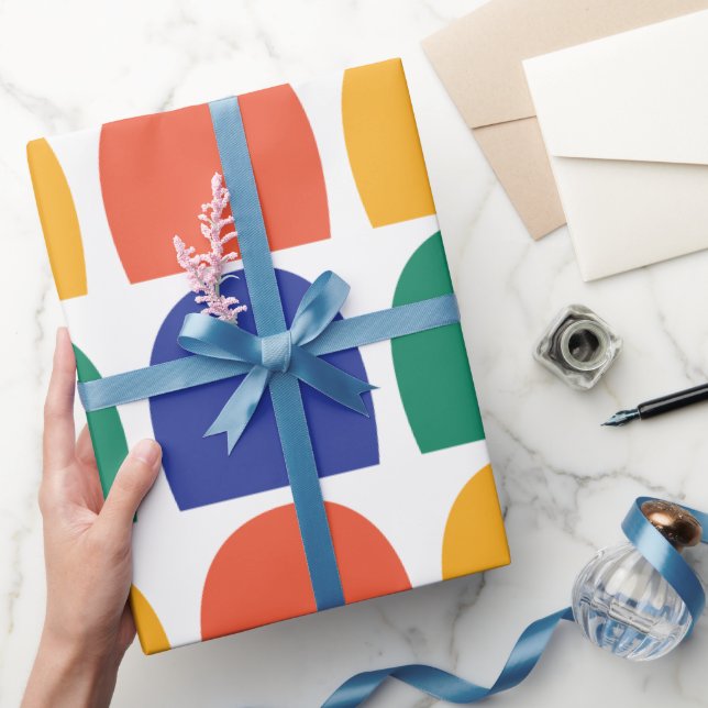 Geometrisk färgfull halvcirkel presentpapper (Gifting)