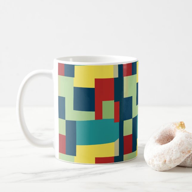 Geometrisk färgfull modern Abstrakt Kaffemugg (Med munk)