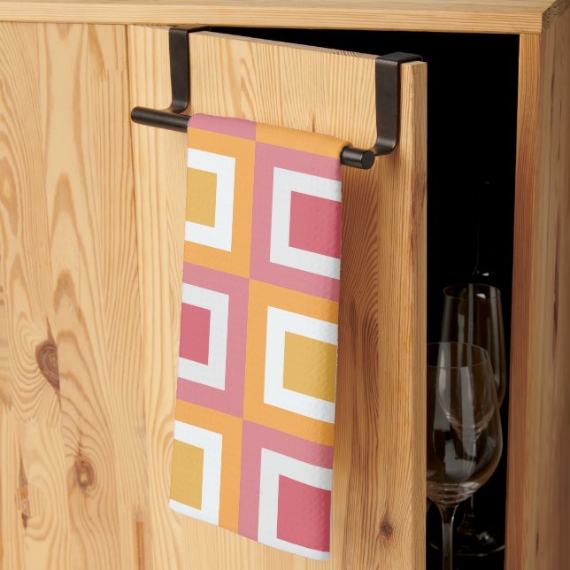 Geometrisk färgfylld kvadrat kökshandduk (Thirds Fold)