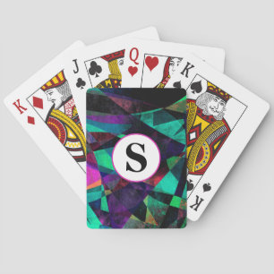 Geometrisk, Färgrik, Abstrakt Konst med Monogram Casinokort