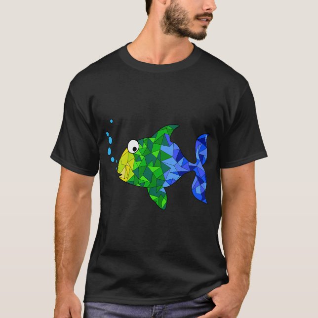 Geometrisk Färgrik Fisk T Shirt (Framsida)